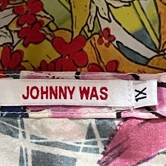 Johnny Was Theda Silk Tunic Top Sunflower Yellow Purple Boho 1X - Picture 8 of 8